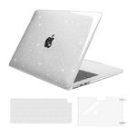 MOSISO Compatible with MacBook Air 13 inch Case 2022 2023 2024 M3 A3113 M2 A2681 Touch ID, Glitter Sparkly Hard Shell & Keyboard Cover & Screen Protector for MacBook Air 13.6 inch Case, Transparent