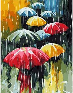 BERYART Paint by Number Kits Paintworks Acrylic DIY Oil Painting for Kids,Adults and Beginners 16 x 20 inch Umbrella