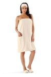 Spa Wrap for Women by Boca Terry, Microfiber Shower Wrap, Plus Size Towel Wrap for Women, Bath Wrap with Snaps for after Shower, Gym, Sauna, Beach or Pool. Beige 4XL