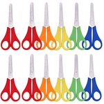 12 Pcs Children Safety Scissors Plastic Handle Paper Scissors Preschool Training Scissors with Centimeter Scale for School Office Home Craft Projects (Random Color), Black