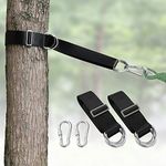 Vigorport Camping Hammock Tree Swing Straps Hanging kit 4 D-Ring,Extra Long Strap with 2 Heavy Duty Safety Lock Carabiner Hooks for Kids-2 Pack(Black)