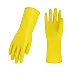 Vgo... Reusable Household Cleaning Gloves,Rubber Dishwashing gloves,Extra Thickness,Long Sleeves,Kitchen Cleaning/Working/Painting/Gardening/Pet Care(HH4601, Yellow, L, 1Pair)