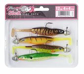 Berkley Sick Vibe Lure Pack, Four Pack of Super Effective Soft Lure in Proven Fish-Catching Colours, Pre-Rigged on Bismuth Jig Heads, Ready to Fish, Selected by Berkley Experts