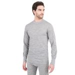 Terramar 2 Layer Mid Weight Merino Wool Long Sleeve Tops, Gray, Small/(34"-36")