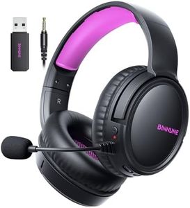BINNUNE Wireless Gaming Headset — 2.4GHz Low-Latency USB Dongle + Bluetooth, 50mm Drivers 7.1 Surround, Noise-Cancelling Mic, 40H Battery — Over Ear Wireless Headphones for PS5, PC, Laptop, Purple