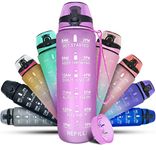 K-MART Water Bottle 1L Sports Water Bottle with Motivational Time Marker, Dishwasher Safe Leak-proof Drink Bottle BPA Free Non-Toxic for Running,cycling, Gym, School & Office (Purple)