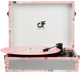 DANFI AUDIO DF Vinyl Record Player Bluetooth with Built-in Speakers, Vintage Portable Suitcase Turntable 3-Speed with USB Recording Headphone/RCA/AUX Jack for Muisc Record Player Pink Floral