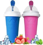 Slushie Maker Cup, 2 Pcs Frozen Magic Slushy Maker Cup, Slushy Cup for Juices, Milk and Ice Cream Make, Portable Frozen Magic Slushie Cup Maker for Kids, Friends and Family (Blue+Red)