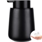 Marstey Foam Hand Soap Dispenser, 400ml Ceramic Foaming Soap Dispenser, Refillable Liquid Lotion Dispenser with Foam Pump for Home Kitchen Bathroom Restaurant Hotel (Black)