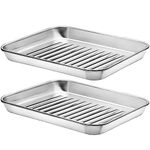 Zacfton Mini Cookie Sheets for Baking, Stainless Steel Baking Sheet Set of 2, Nonstick Baking Pan - Size 9.3 x 7 x 1 Inches, Dishwasher Safe & Twist Resistant & Rust Free