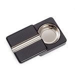 Carbon Fiber Design Single Cigar Ashtray with Swivel Design, Solid Wood Ashtray, Travel Cigar Accessory