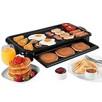 Salter EK4412 Electric Health Grill - Indoor Family Grill With Warming Tray Food Server, Non-Stick Flat & Griddle Plate, Detachable Temperature Control, Removable Drip Tray, Table Top Cooking, 2000W