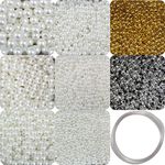 INDIKONB 3100 pcs Beads 9 in 1 Moti for Jewelry Making (includes Pearl Motis of Size 3, 4, 5, 6, 8, 10 mm + Silver and Gold Bead) | Pearl Beads for Jewellery,Embroidery Work, and Craft-|M6 - WHITE|