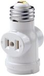 Leviton 1403-W Lampholder with Two 15 Amp, 125 Volt, 2-Pole, 2-Wire Outlets - White