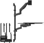 Mount-It! Heavy-Duty Wall Workstation, Ultrawide Monitor Arm, Keyboard Tray