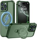 MOCCA Design for iPhone 16 Pro Max Case with Magnetic Invisible Stand [Full Camera Protection] [Compatible with Magsafe] Military Drop Shockproof Translucent Matte Phone Case Cover 6.9",Dark Green