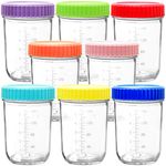 Youngever Glass Baby Food Storage, 240ML Baby Food Glass Containers with Airtight Lids, Glass Jars with Lids, 8 Assorted Colors