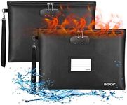Fireproof Document Bag 2 Pack Money Bag 37x26cm Fireproof Safe Bag with Lock A4 Document Storage Bag Waterproof Cash Pouch Portable Carry Handle Bag for Documents,Passport,Money,Bill,Invoices,Cards