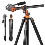 K&F Concept 91" Video Tripod with Universal center column, Heavy Duty Tripod Monopod with Arca Swiss-Compatible Fluid Head & Quick Release Plate for DSLR Camera, Camcorder, Load Capacity 5KG/11LBS