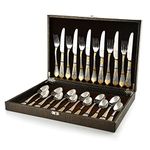 FNS International Pvt Ltd Odyssey Steel Dinner Spoon, Fork, Knife and Teaspoon -24 Pieces