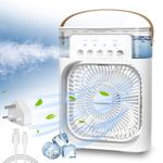 JUDKIOM (15 YEARS WARRANTY) Personal Air Cooler, Portable Air Conditioner Fan, Mini Evaporative Cooler with 7 Colors LED Light, 1/2/3 H Timer, 3 Wind Speeds and 3 Spray Modes (FC-1)