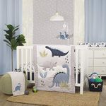 Carter's Dino Adventure Gray and Blue 3 Piece Crib Bedding Set - Comforter, Fitted Crib Sheet, and Crib Skirt, Full, 3721276P