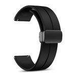 Punnk Funnk 22MM Silicone Strap with Folding Magnetic Lock Compatible with Samsung Galaxy Watch 3 45mm/ Galaxy Watch 46mm/Gear S3 Classic/Frontier Compatible All 22MM Watches(Black)