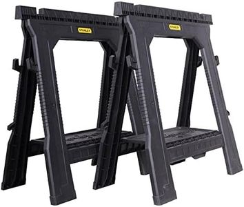 STANLEY Folding Work Bench Saw Horse Twin Pack, Lightweight Rigid Plastic Frame, STST1-70713