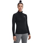 Under Armour Tech 1/2 Zip - Solid, Lightweight Sports Top, Long-Sleeved Top for Sports Women, Black (Black/Black/Metallic Silver (001)), M