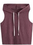 SweatyRocks Women's Summer Sleeveless Hooded Tank Top T-Shirt for Athletic Exercise Relaxed Breathable Red Violet S