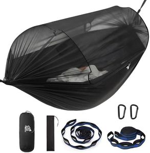 Miztli Camping Hammock -Portable Hammock w/Spacious Net & Tree Straps w/Adjustable Loops, Double and Single Hammock for Outdoor, Indoor, Hiking and Travel