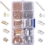 370 Pieces Ribbon Bracelet Kit Pinch Crimp Ends Lobster Clasps Open Jump Rings and Lobster Clasps Jewelry Findings Kit Ribbon Bracelet Jewelry Findings Ribbon End Crimps Lobster Clasps Jump Rings