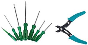 Taparia 1014 Blister Packaging Screw Driver Kit (7-Pieces), Green & Taparia WS 05 Steel (130mm) Wire Stripping Plier (Green and Black)