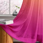 HOMADORN Ombre Printed Linen Textured Sheer Curtains for Living Room, Bedroom, Dining Room, Kitchen, Bathroom (7 FEET, Orange + Pink)