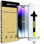 Amazon Basics Easy Fit Tempered Glass Screen Protector Guard for iPhone 15 Plus (Pack of 2)