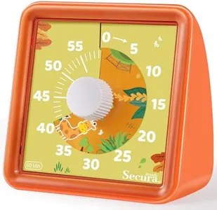 Secura 60-Minute Visual Timer, Countdown Timer for Kids, Timer Clocks, Classroom Timer, Kids Timer, Pomodoro Timer, Time Management Tool (Orange & Orange)