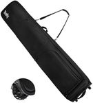 TENFLY Wheeled Ski Bag for Air Travel, 900D Waterproof Padded Ski Bag with Wheels, Adjustable 156-200cm, Foldable, Fits 2 Skis Boots Helmet Gear