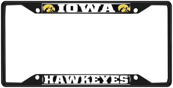 FANMATS 31254 Iowa Hawkeyes Metal License Plate Frame Black Finish