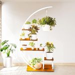 Metal Plant Stand Plant Stands for Indoor Plants Multiple, Plant Shelf for Planter, Half Moon Plant Stand for Living Room, Balcony, and Bedroom, Natural 1pcs