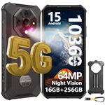 Ulefone Armor X16 Pro Rugged Smartphone 5G Android 15, 16GB+256GB/2TB 10360mAh 33W 64MP Night Vision Dimensity 6300 6.56" 120Hz Dual SIM IP68 Mobile Phone Fingerprint ID GPS NFC UK -Wasteland Shadow