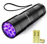 Vansky 12 LED UV Blacklight Flashlight, Pets Ultra Violet Urine and Stain Detector Fluorescent Whitening Agents Detector, Find Dry Stains on Carpets, Rugs, Floor (3 x AAA Batteries Included)