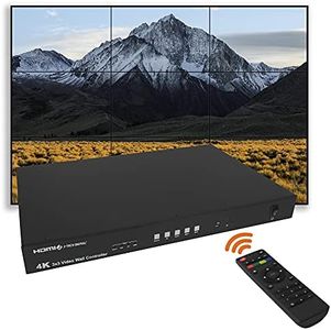 J-Tech Digital 3x3 4K30Hz HDMI Video Wall Controller Multiviewer Matrix | 4K30Hz Input and Output, Supports HDMI, VGA, USB Type-C, DisplayPort, Edge Correction, Audio Extraction Up to 10x10