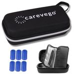 CareVego® Insulin Cooler Travel Case - Handy Medication Insulated Diabetic Carrying Cooling Bag for Insulin Pen, Glucose Meter and Diabetic Supplies with 6 Cooler Ice Pack (Black 3+3 Ice Packs)