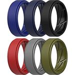 ThunderFit Silicone Wedding Rings for Men, Airflow Inner Grooves - 8mm wide - 2mm Thick (Black, Blue Navy, Olive Green, Dark Navy Blue, Dark Red, Grey - Size 10.5-11 (20.6mm))