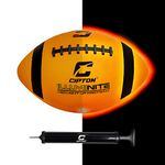 Cipton Glow in The Dark Football, Dual LED Bright Lights for Ultimate Night Time Game, Official Size, Youth Size & Junior Size, Battery Powered, Replacement Batteries Included, Pump Included, Orange