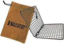 Branded Boards Bushcraft Stainless BBQ Grill Grate, Bamboo Cutting Board, Burlap Hemp Drawstring Bag, Mini Camp Knife. Camping, Backpacking, Hunting & Fishing. (Folding Grill & Bag ONLY)