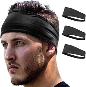 E Tronic Edge Running Headbands for Men, Women, Boys and Girls, Sports Sweatbands for Basketball, Yoga, Exercise, Workout, Quick Drying and Non-Slip Workout Stretchy Hairband, 3-Pack,Black