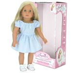 Teamson Kids Sophia's 18 Inch Baby Doll Sophia with Blue Dress and Doll Shoes, Modern Girl Collection, 18'' All Vinyl Doll with Blonde Hair