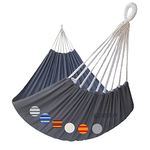 GOCAN Brazilian Double Hammock 2 Person Extra Large 220x160cm Total Length 330cm Load 300kg Canvas Cotton Hammock for Patio Porch Garden Backyard Lounging Outdoor and Indoor(DarkGrey) XXL