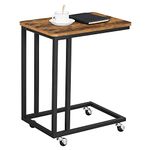 VASAGLE Snack Table, Sofa Side Table, End Table for Coffee or Laptop, Rustic Brown and Black ULNT50X